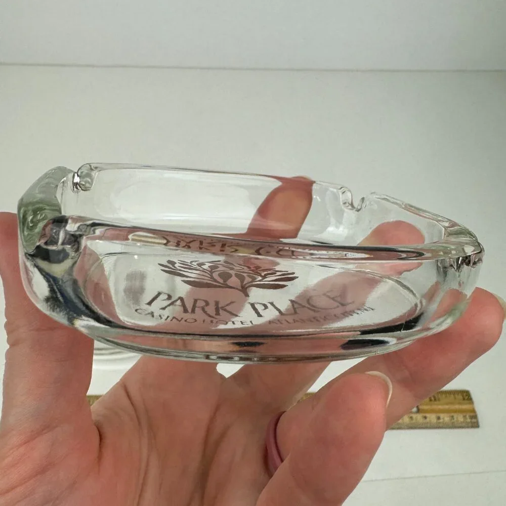 2 Vtg Park Place‎ Atlantic City NJ Casino Hotel Clear Glass Ashtray Souvenir